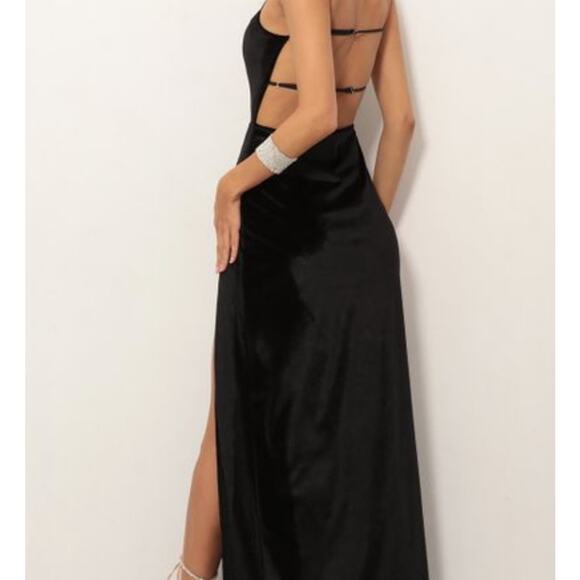 Lucy In The Sky Giana Black Velvet Maxi Dress Small - Picture 2 of 9